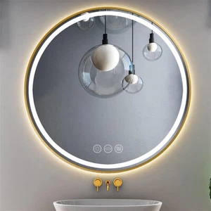 HD LED Wall Mirrors Bathroom Vanity Mirror Makeup w/ Frame Anti-Fog 3500K-6500K - Picture 1 of 50