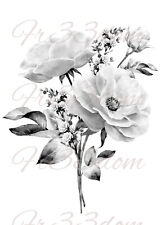 Cut & Stick, Self Adhesive Stickers Furniture Wall Decal Clear 306 Rose Bunch Bw