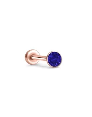 Anillo nariz Labret sin rosca Monroe pasador de empuje perno oro rosa acero 2 mm circonita cúbica Foto 1 de 2