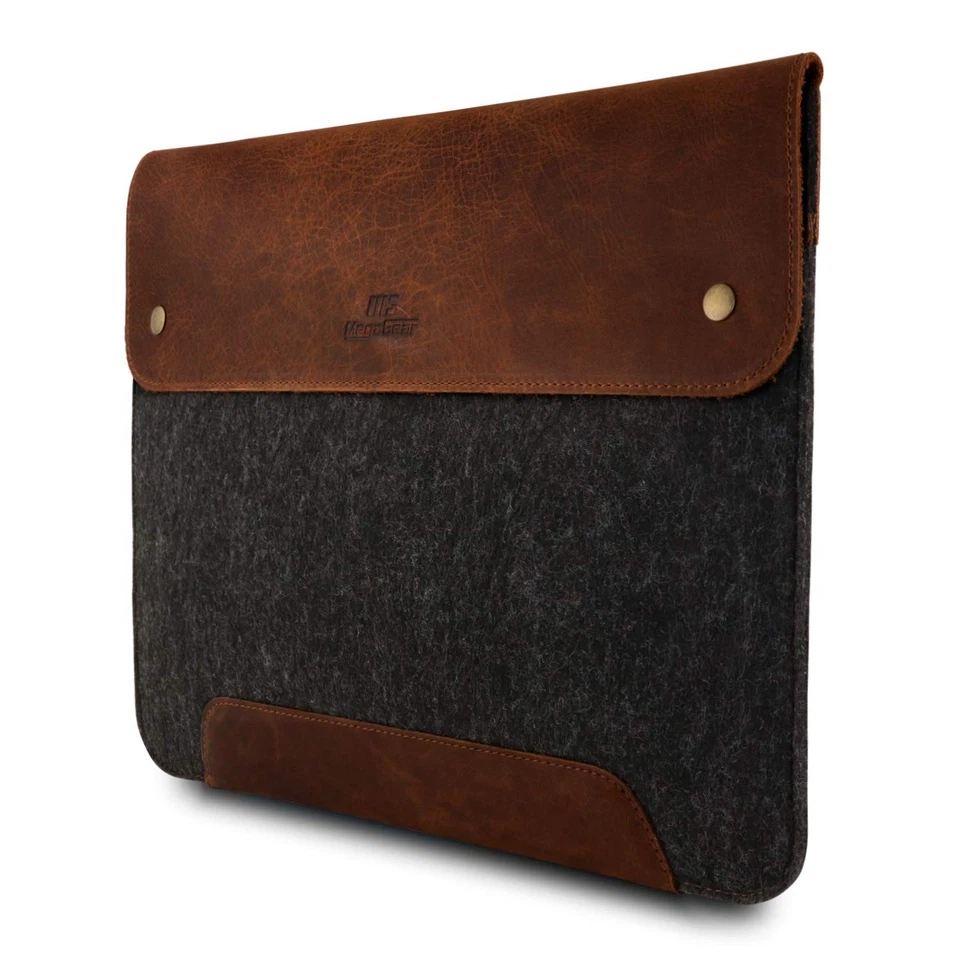Housse MacBook en Cuir Véritable et Polaire pour MacBook Pro et MacBook Air -... - Photo 1/4