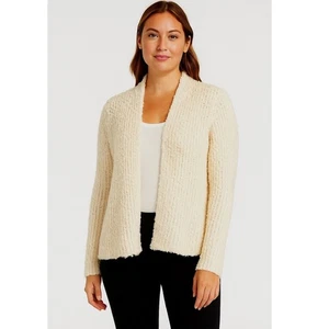 Ann Taylor LOFT Cardigan Open Front Knit Sweater S Cream Casual Comfy 66-02 - Picture 1 of 16