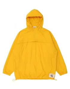 CALVIN KLEIN Mens Hooded Rain Jacket UK 40 Large Yellow Polyester BM26 - Picture 1 of 5