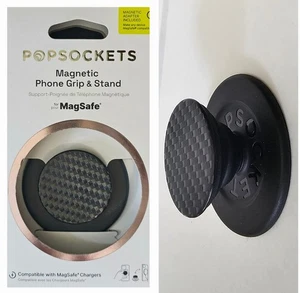 Empuñadura y soporte magnético MagSafe para teléfono PopSockets para iPhone - Tejido de carbonita - Imagen 1 de 3