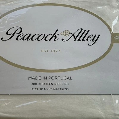 Sábanas King Peacock Alley 300TC 100 % Algodón Satén - Marfil - Hechas en Portugal Foto 1 de 4
