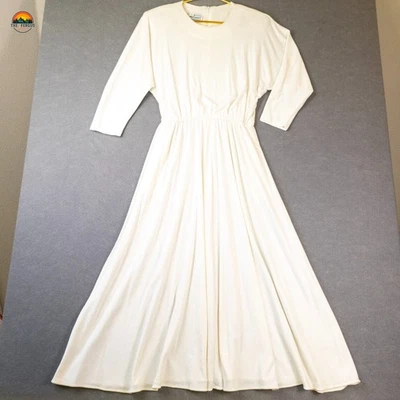 Jessica Howard Maxi Dress Ivory 3/4 Sleeve Crew Neck Cottage Women's Size 12 - Image 1 of 4