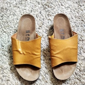 BIRKENSTOCK Papillio Amber Textil glänzend ocker Pantolette Pantoletten Slipper Sandalen 10,5 - Bild 1 von 6