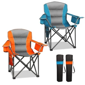 2 Pack Oversized Camping Chair, Padded Portable Chairs Heavy Duty Camping Fol... - Picture 1 of 6