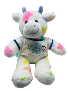 Build A Bear Pastel Splatter Cow 17” Plush Soft BAB Stuffed Animal w Holiday Top - Picture 1 of 11