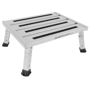 1000 Lbs. Silver Aluminum Step Stool with Non-Slip Rubber Feet and Platform Mat, - Picture 1 of 12