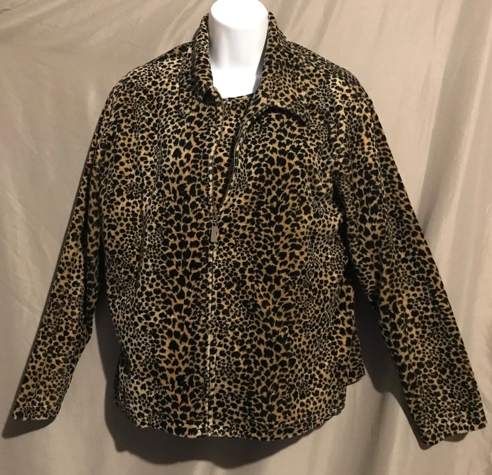 Camiseta De Colección Liz Claiborne Terciopelo Guepardo Estampado Animal Camiseta Años 90 Clásica Y2k M Foto 1 de 4