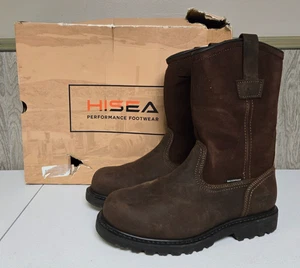 Hisea Stahlkappe Sicherheitsgummistiefel Arbeitsstiefel zum Überziehen wasserdicht Leder Größe 8,5 - Bild 1 von 14