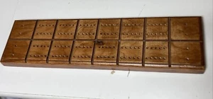 Homemade Beautiful Wooden Cribbage Board With 3 Gold & 3 Red Metal Pegs - Picture 1 of 11
