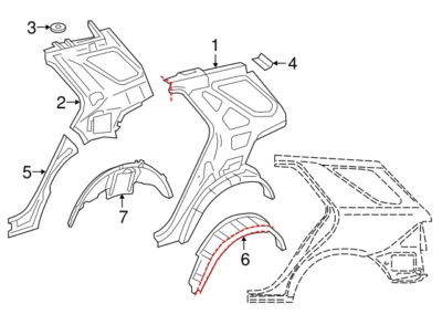 Mercedes Benz ML63 AMG ML550 ML350 2012-2015 Left Inner Wheelhouse OE 1666100576 - Изображение 1 из 3