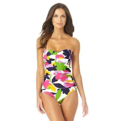 Anne Cole L89118 女式 Multi Twist Front Shirred One Piece 泳装 10 码 — 第 1/3 张图片