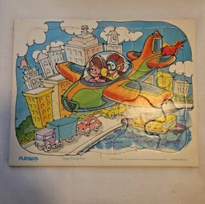  Rompecabezas infantiles Playskool 1976 vintage "High Flying Fun" 8x10 " Foto 1 de 4