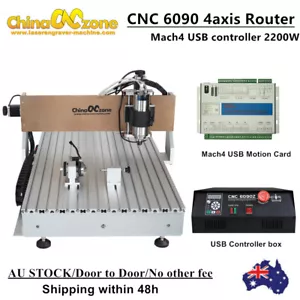 2200W CNC 6090 4axis Milling Engraver Machine Mach 4 USB CNC DIY Router AU Stock - Foto 1 di 12
