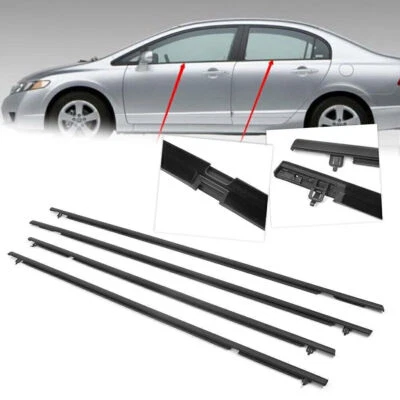 For Honda Civic 06-11 4pcs Outside Window Weatherstrip Moulding Seal Belt Trim - Изображение 1 из 4