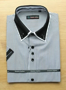 Camisa de fiesta formal informal formal informal de doble cuello de contraste para hombre (213s) - Imagen 1 de 1