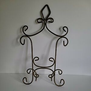 Vintage Wrought Iron Plate Rack. Wall Mount Gold/Black