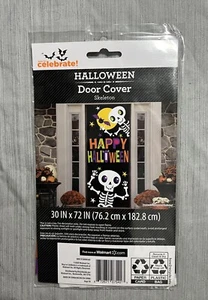 HAPPY HALLOWEEN Skeleton Door Cover Decoration Scene Setter Photo Prop 30 x 72 - Picture 1 of 2
