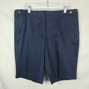 Jones New York Bermuda Shorts Women's Size 14 Navy Blue Cotton Blend - Picture 1 of 15