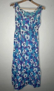 Vintage 60s 70s Semi Sheer Floral Nightgown House Dress Blue Purple Xsmall - Picture 1 of 7
