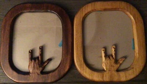 Vintage Set 2 Pair Picture Frame I Love You Sign Language Wood Wooden Homemade - Picture 1 of 8