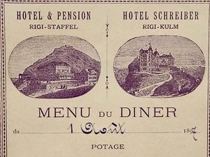 Menù cena 1897 Hotel Rigi-Staffel & Rigi-Kulm Svizzera C2 - Foto 1 di 3