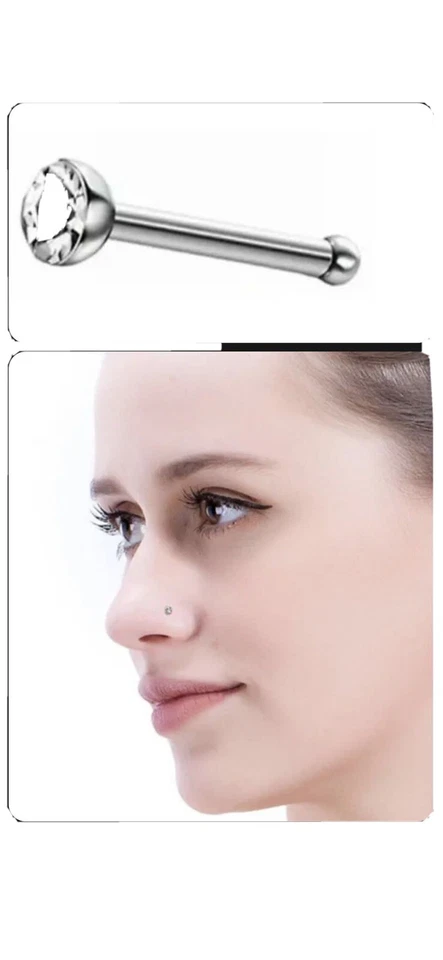 PLATA ESTERLINA DIMINUTA NARIZ RECTA PERNO LISO Foto 1 de 1