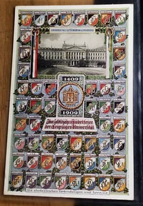 Universidad de Leipzig 1909 - Escudos de colores y círculos - Conexiones de estudiantes / Mapa - Imagen 1 de 1