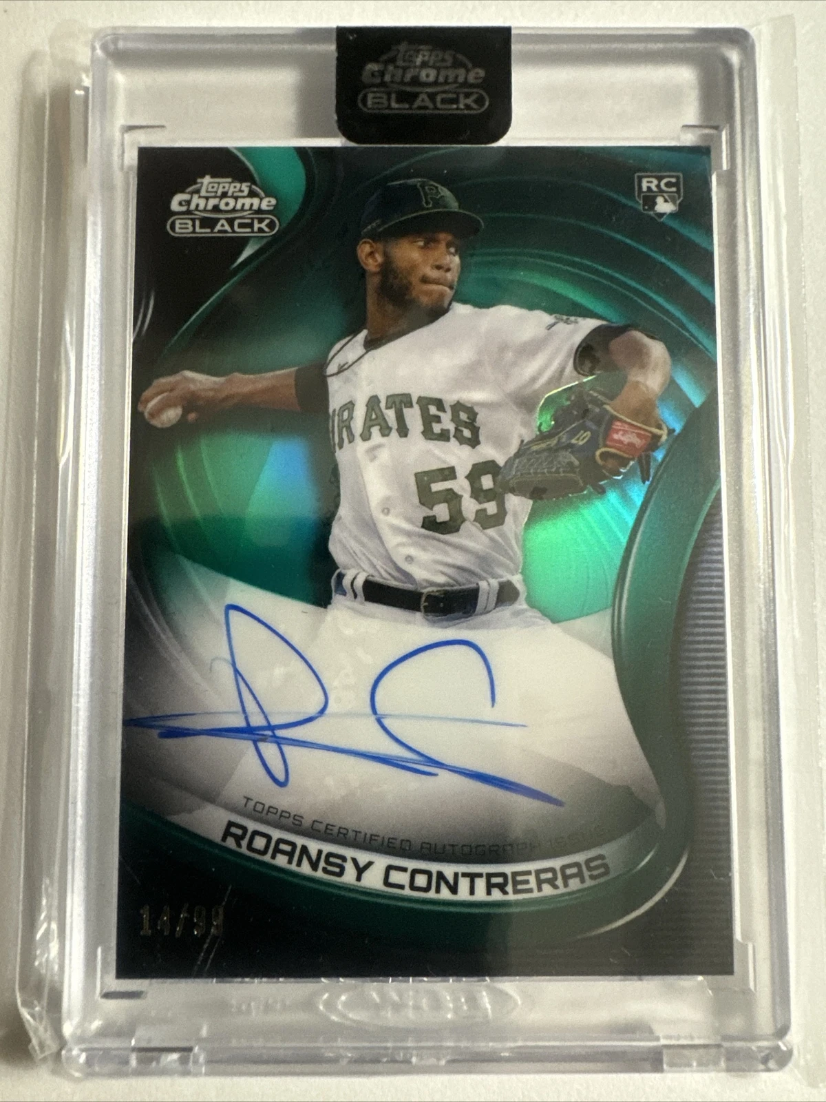 2022 Topps Chrome Black Auto Green Refractor #CBARCO Roansy Contreras-P-RC 14/99