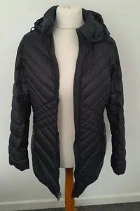 LANDS' END - Down & Feather Jacket Coat Removable Hood BLACK Size S 10 - Picture 1 of 13