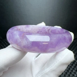 59mm Natural Dream Purple Amethyst And Agate Crystal Bangle Bracelet Handmade - Picture 1 of 6