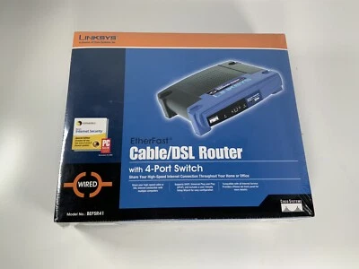 LINKSYS ETHERFAST BEFSR41 WIRED 4-PORT CABLE DSL ETHERNET ROUTER NEW SEALED - Image 1 of 4