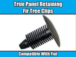 10x Clips For FIAT 22mm x 22mm Fir Tree Trim Panel For 10mm Hole BLACK PLASTIC - Picture 1 of 2