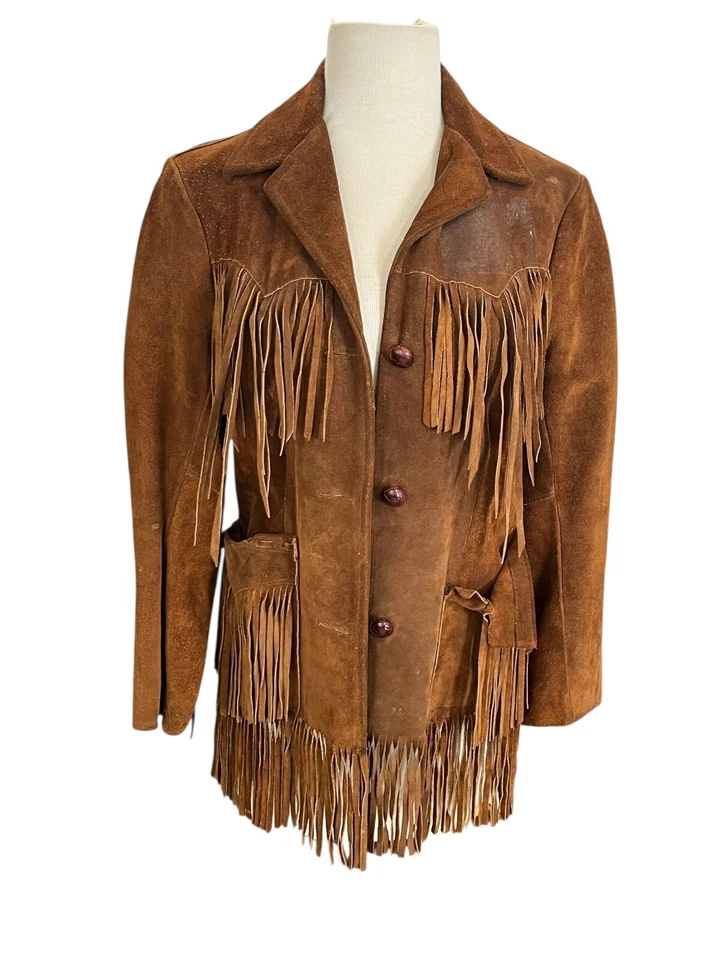 Pioneer Wear 10 Vintage Suede Leather Fringe Jacket Albuquerque Needs Love - Image 1 of 4