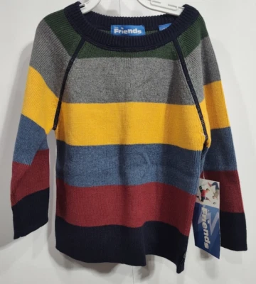 Just Friends Y2K - 100% Cotton Size 2-3T Boy's Sweater Multi Color Stripes - NWT - Image 1 of 4
