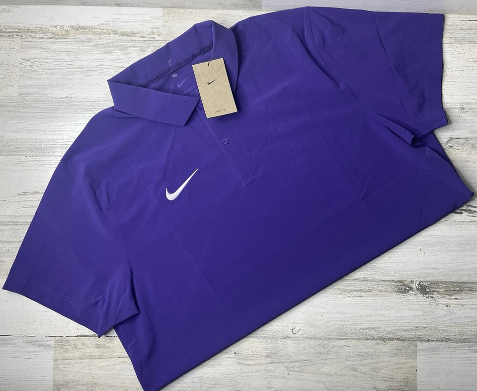 Nike Coach's Men's Polo Shirt Dri-Fit Purple White DV6749-548 Size Medium