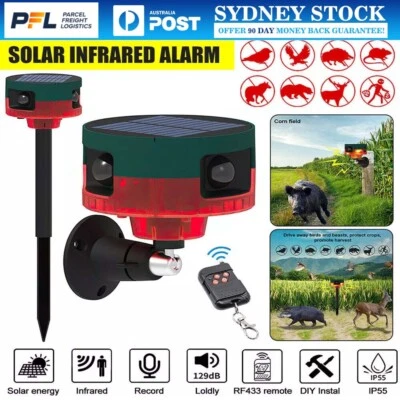 Solar Powered Motion Sensor Security Alarm Voice And Light Warning Outdoor Farm - image 1 of 4