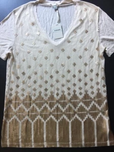 New Fossil women blouse Top Jordan Embellished Champagne Size M $54 - Picture 1 of 9