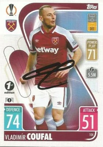 VLADIMIR COUFAL SIGNED WEST HAM 2021/2022 EUROPA LEAGUE MATCH ATTAX CARD+COA - Picture 1 of 1