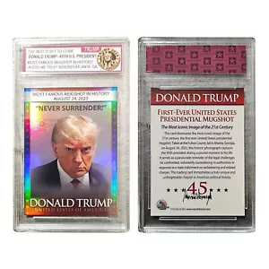 Tarjetas láser Donald J. Trump ¡NUNCA TE RINDAS! Tarjetas conmemorativas con estuche de acrílico - Imagen 1 de 5