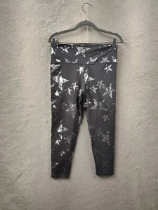 Aerie Girls Leggings Large Gray Star Print Poly Blend Straight Stretch Pants - Picture 1 of 19