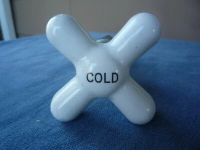 Antique PORCELAIN COLD WATER faucet hardware  antique plumbing hardware - Image 1 of 4