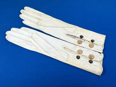 Guantes lavables NOS C.1908 French Vallier, talla 6 ~ ¡Etiqueta de tarjeta original en muñeca! Foto 1 de 4