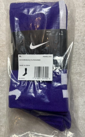 Nike NBA Player Issued Game Socks Purple White Knee High Size XL 12-15 Cover