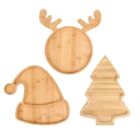 3 Stck Weihnachts-Serviertablett Aus Holz, Holzteller, Tisch-Servierplatte 9928