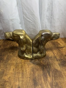 2 Vintage Heavy Cast Brass Bookends Pair Irish Setter Hunting Dogs Sculpture - Picture 1 of 18