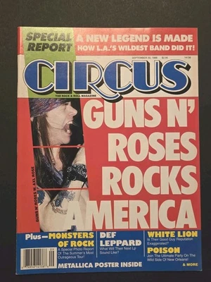 September 30, 1988 CIRCUS Magazine Guns n' Roses Music Complete Newstand - Image 1 of 4
