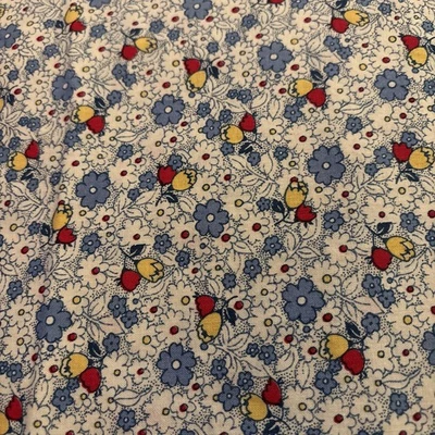 Tela de algodón vintage Marcus Brothers de Judie Rothermel azul amarillo rojo 3 7/8 años Foto 1 de 3